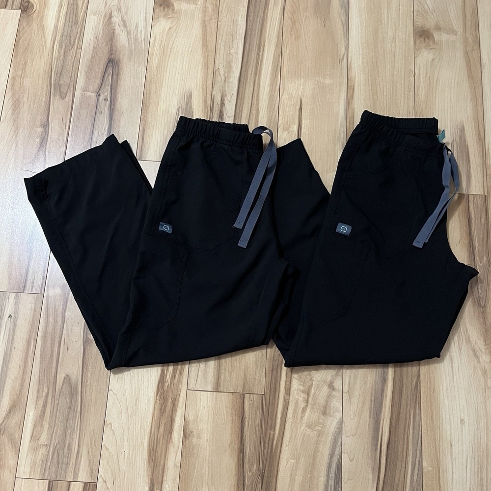 WonderWink INDY 4.0 Utility Cargo Scrub Pants Lot Of 2 Sz XS Petite Black